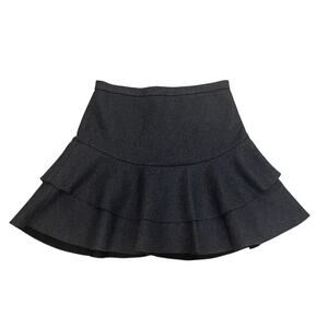 J.Crew Wool Ruffle Mini Skirt | Black, Layered Hem, NWOT